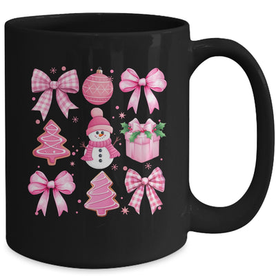 Cute Coquette Christmas Pink Bows Santa Gingerbread Snowman Mug | teecentury