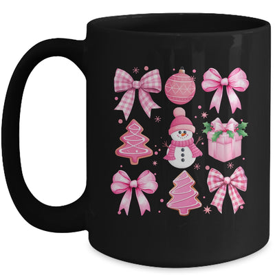 Cute Coquette Christmas Pink Bows Santa Gingerbread Snowman Mug | teecentury
