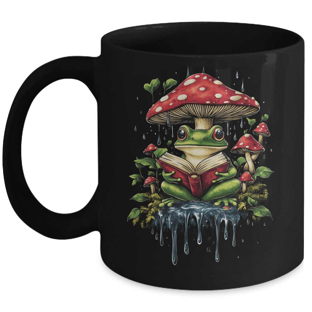 Cute Cottagecore Aesthetic Frog Mushroom Moon Frog Graphic Mug | teecentury