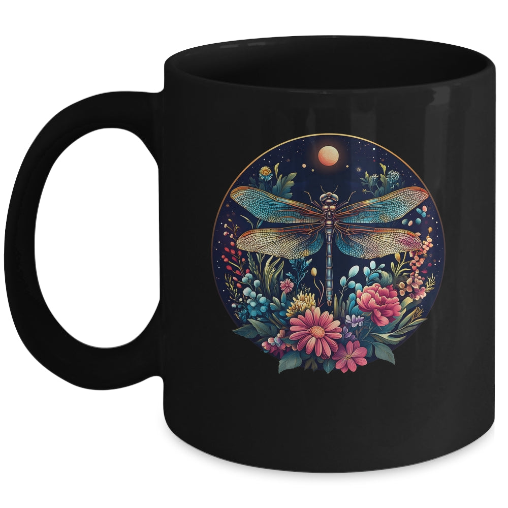 Cute Cottagecore Floral Dragonfly Aesthetic Girls Graphic Mug | teecentury