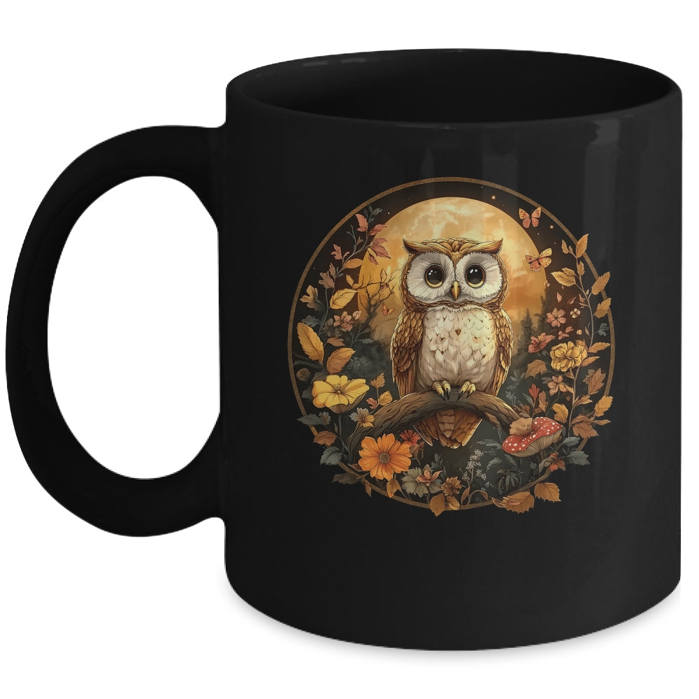 Cute Cottagecore Floral Owl Aesthetic Girls Women Graphic Mug | teecentury