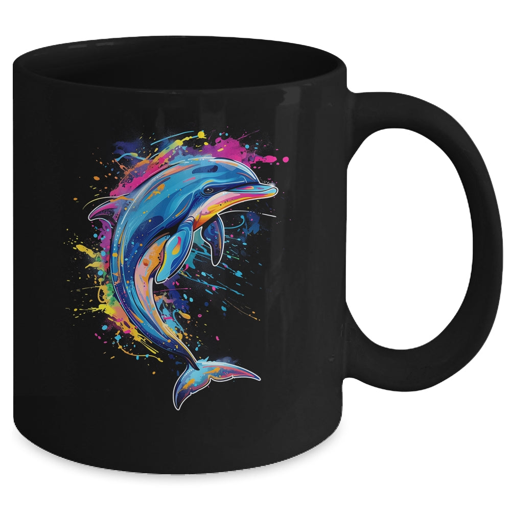 Cute Dolphin Design Colorful Art Aquatic Lovers Women Kids Mug | teecentury