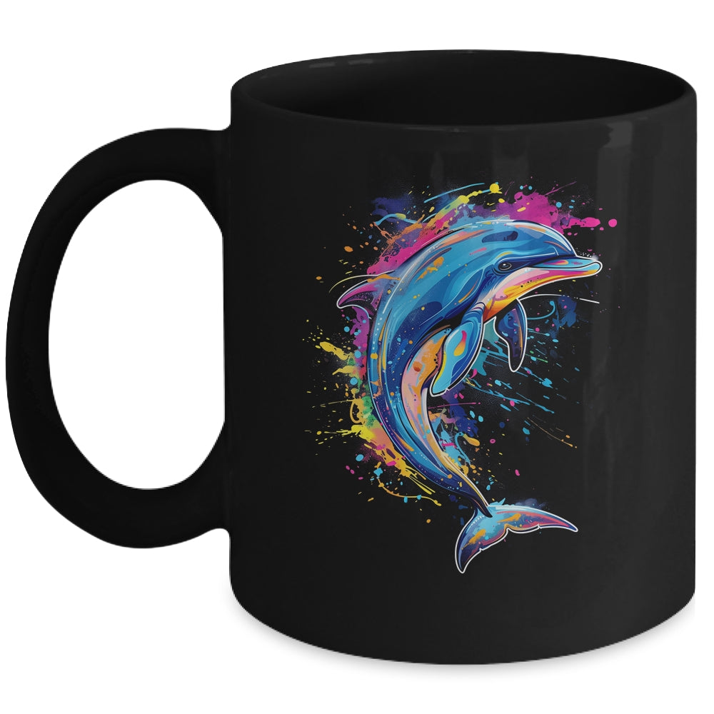 Cute Dolphin Design Colorful Art Aquatic Lovers Women Kids Mug | teecentury