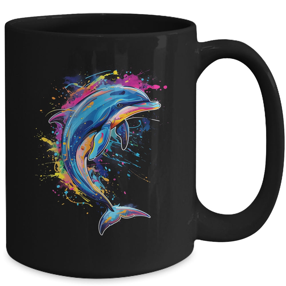 Cute Dolphin Design Colorful Art Aquatic Lovers Women Kids Mug | teecentury