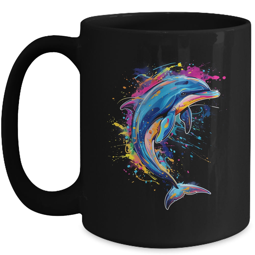 Cute Dolphin Design Colorful Art Aquatic Lovers Women Kids Mug | teecentury