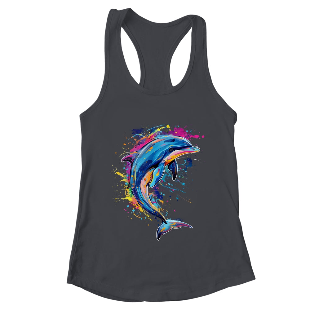 Cute Dolphin Design Colorful Art Aquatic Lovers Women Kids Shirt & Tank Top | teecentury