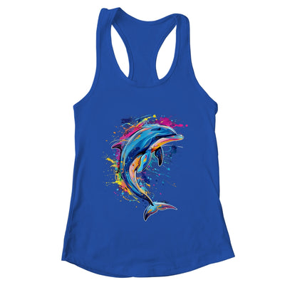 Cute Dolphin Design Colorful Art Aquatic Lovers Women Kids Shirt & Tank Top | teecentury