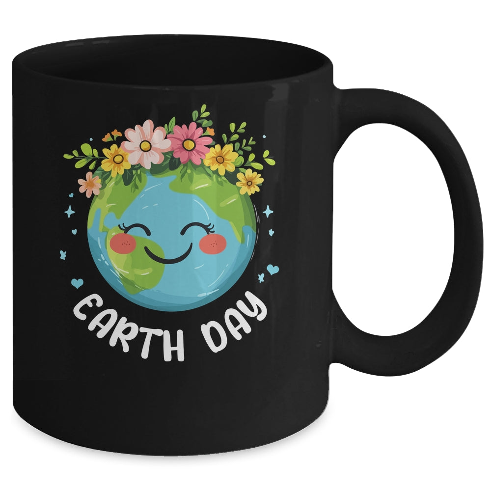 Cute Earth With Floral Earth Day Happy Earth Day 2025 Mug | teecentury