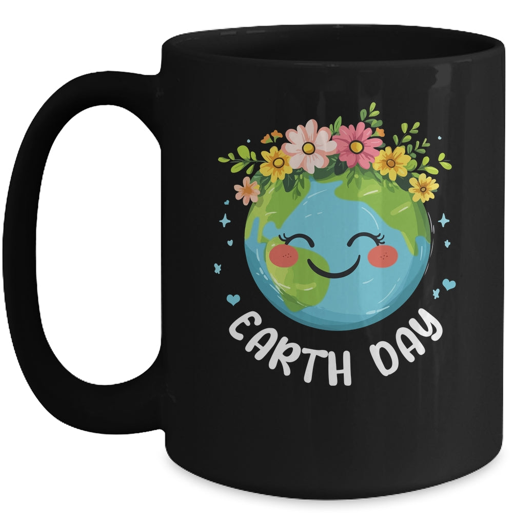 Cute Earth With Floral Earth Day Happy Earth Day 2025 Mug | teecentury