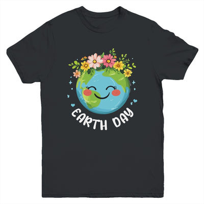 Cute Earth With Floral Earth Day Happy Earth Day 2025 Youth Shirt | teecentury