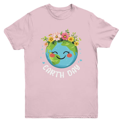 Cute Earth With Floral Earth Day Happy Earth Day 2025 Youth Shirt | teecentury