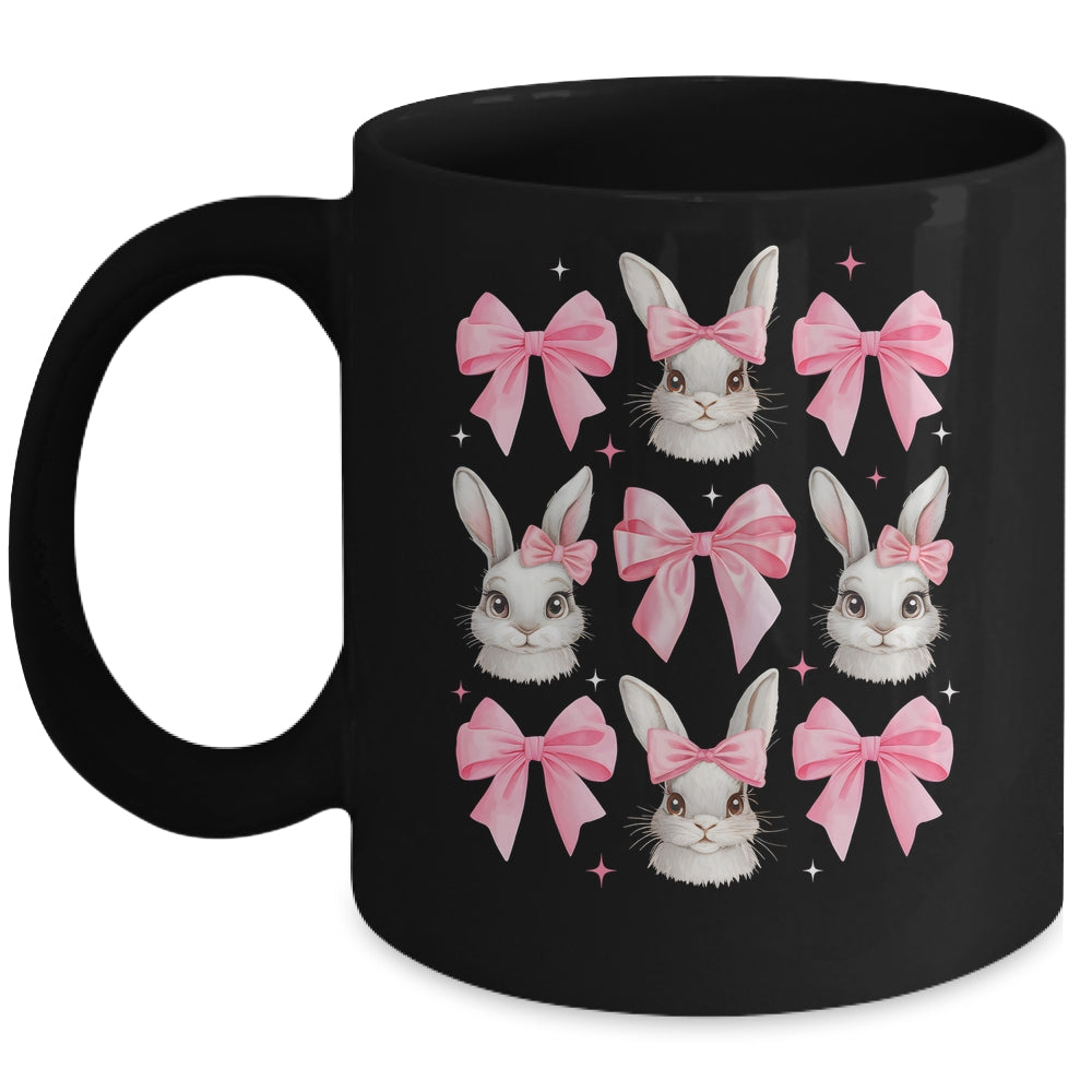 Cute Easter Bunny Face Coquette Bow Easter Day Girls Women Mug | teecentury