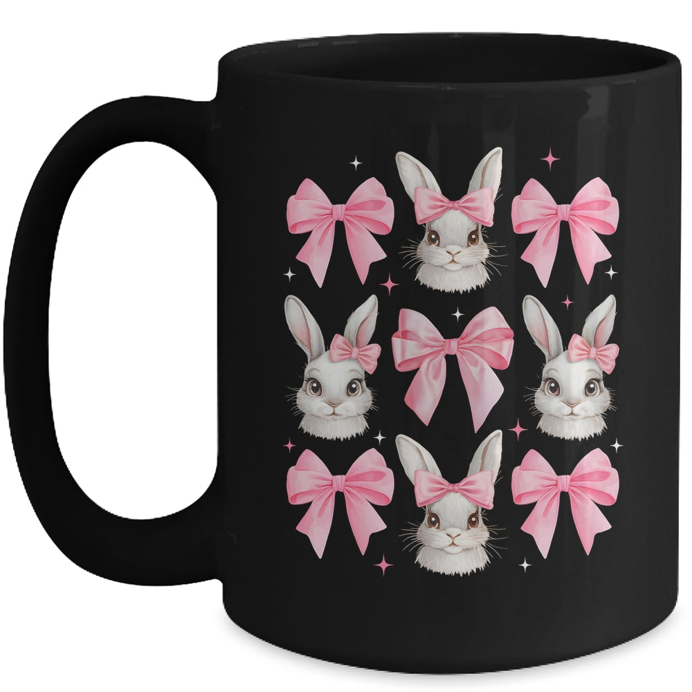 Cute Easter Bunny Face Coquette Bow Easter Day Girls Women Mug | teecentury