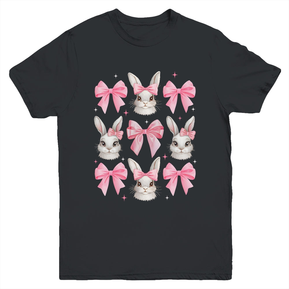 Cute Easter Bunny Face Coquette Bow Easter Day Girls Women Youth Shirt | teecentury