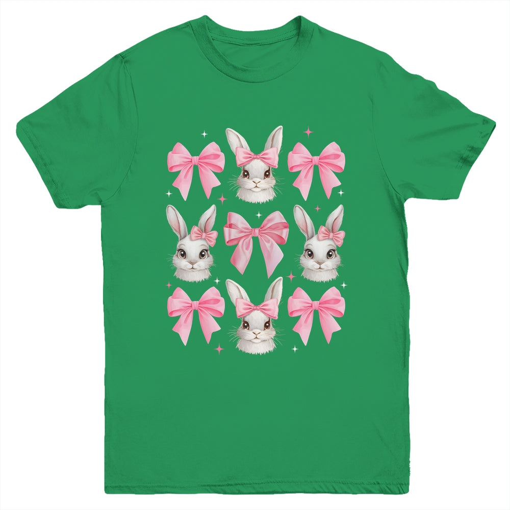 Cute Easter Bunny Face Coquette Bow Easter Day Girls Women Youth Shirt | teecentury