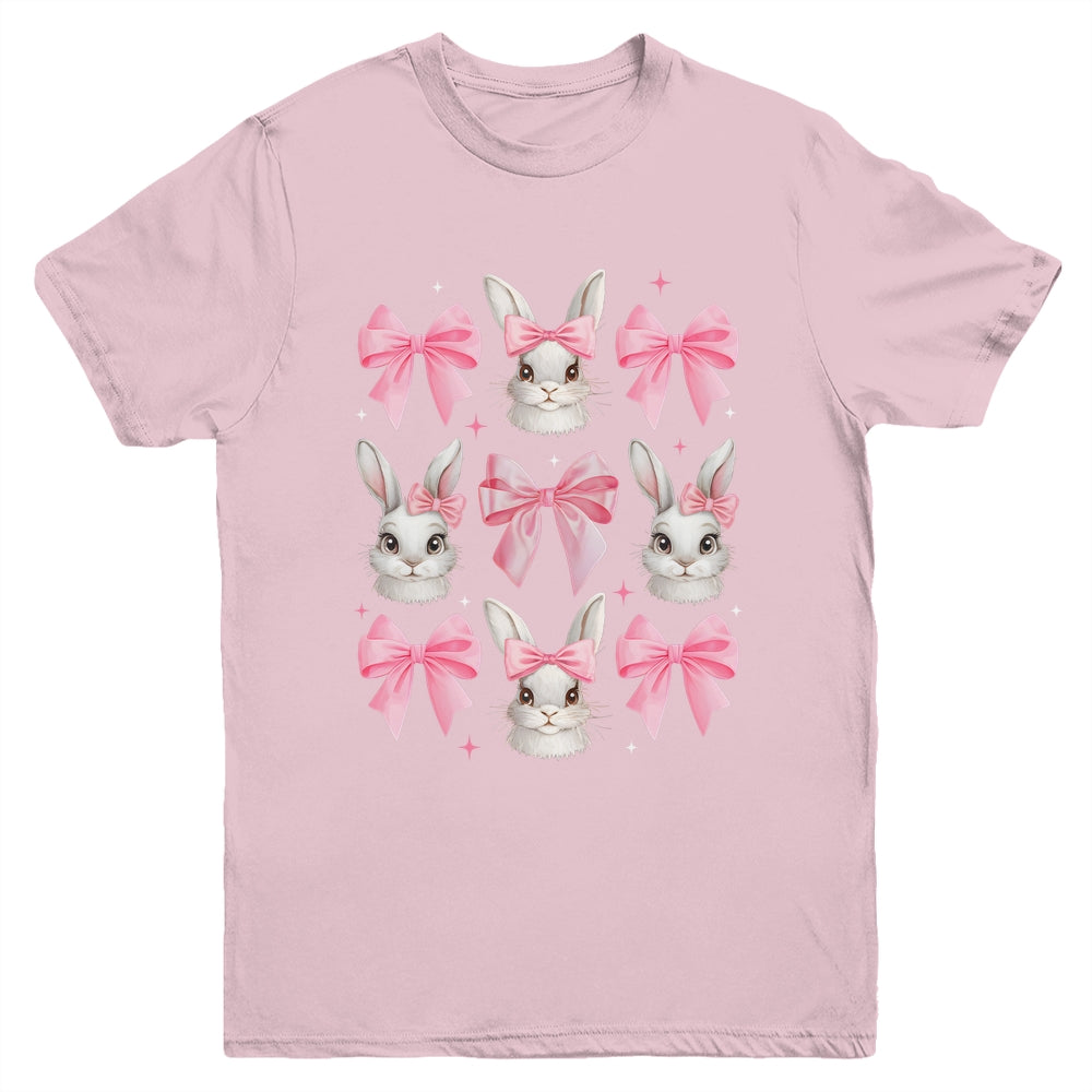 Cute Easter Bunny Face Coquette Bow Easter Day Girls Women Youth Shirt | teecentury