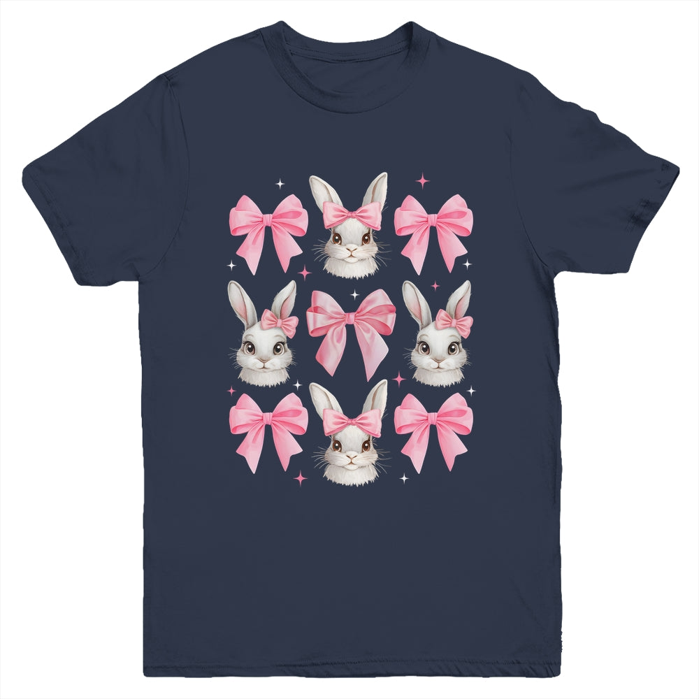 Cute Easter Bunny Face Coquette Bow Easter Day Girls Women Youth Shirt | teecentury