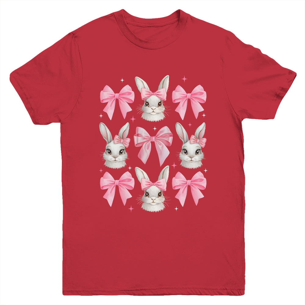 Cute Easter Bunny Face Coquette Bow Easter Day Girls Women Youth Shirt | teecentury
