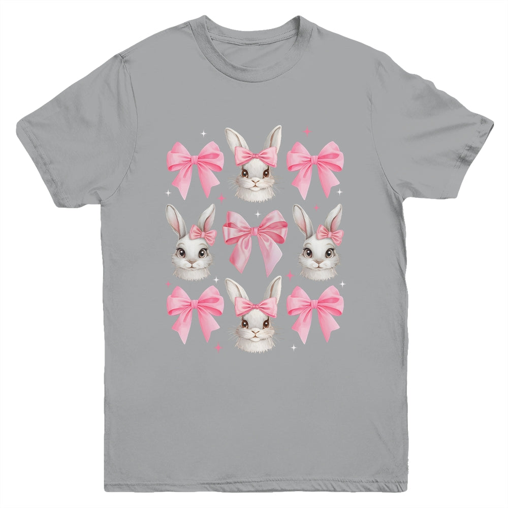 Cute Easter Bunny Face Coquette Bow Easter Day Girls Women Youth Shirt | teecentury