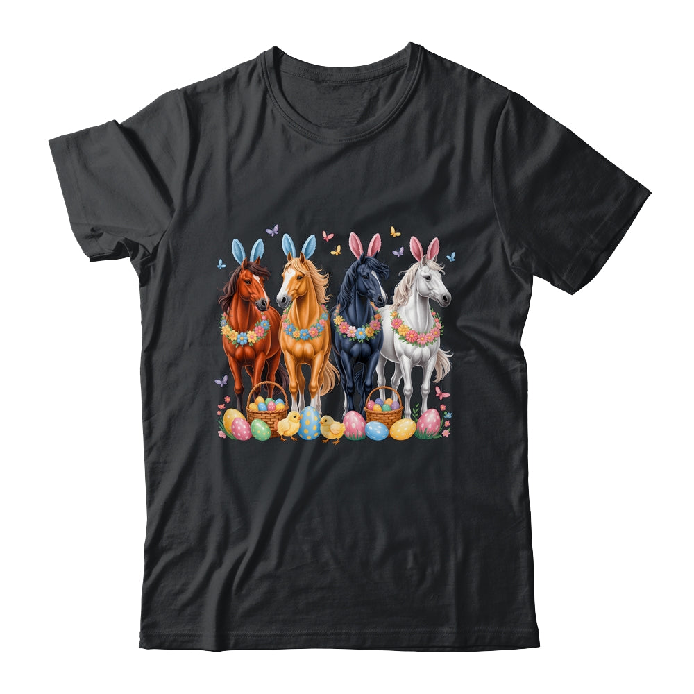 Cute Easter Horse Bunny Ears Eggs Spring Floral Girls Women Shirt & Hoodie | teecentury