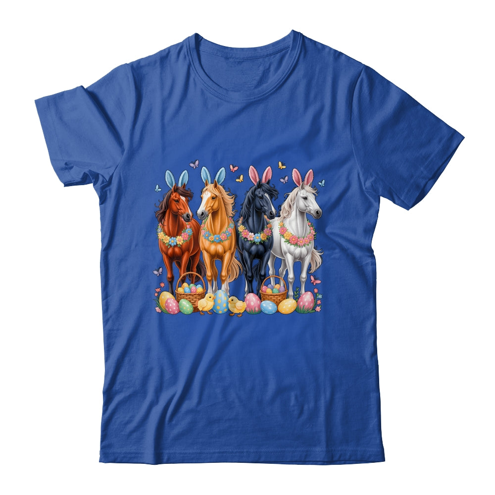 Cute Easter Horse Bunny Ears Eggs Spring Floral Girls Women Shirt & Hoodie | teecentury