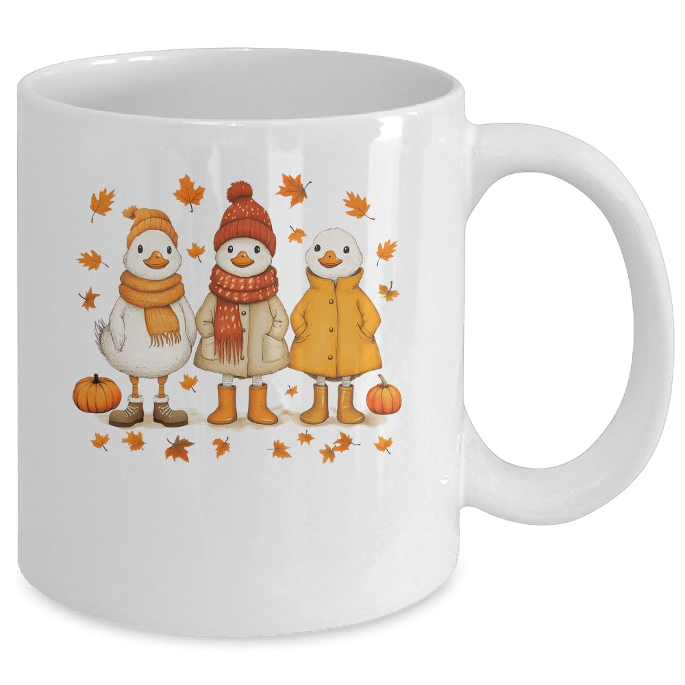 Cute Fall Goose Autumn Leaves Cozy Autumn Thanksgiving Mug | teecentury