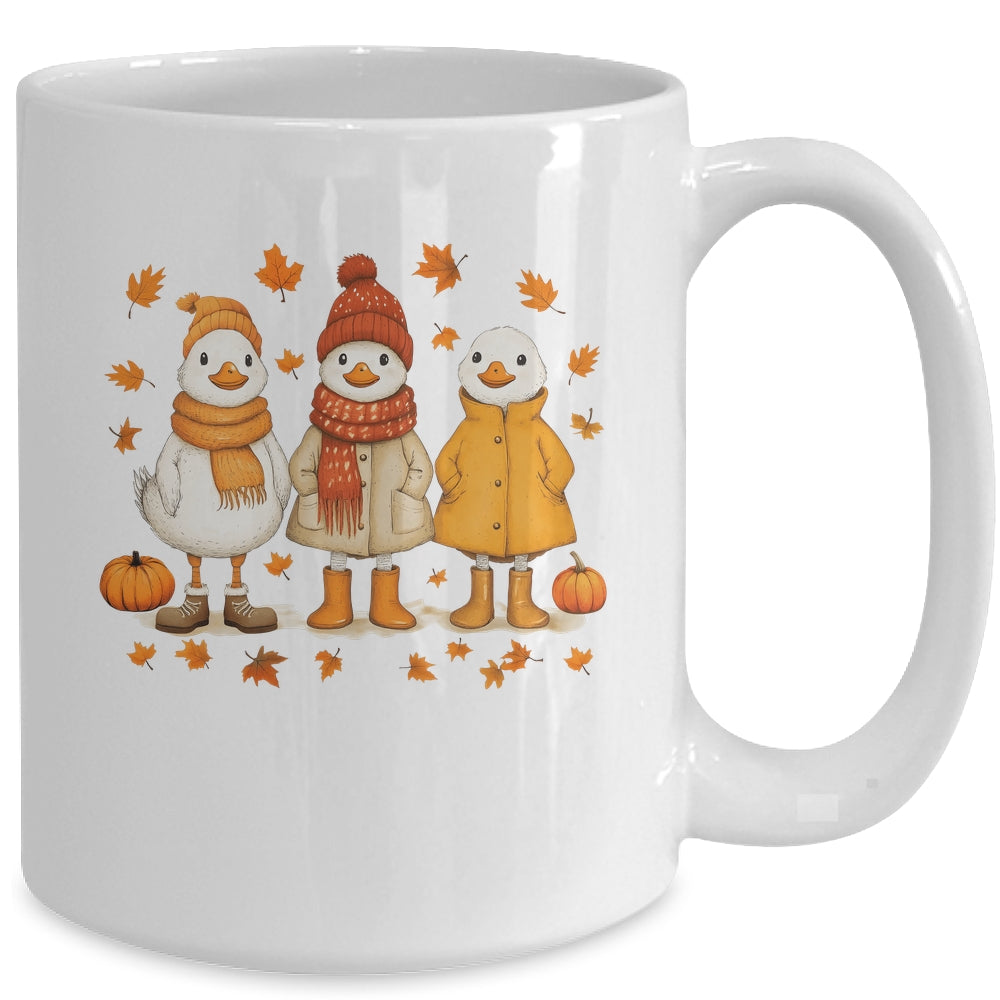 Cute Fall Goose Autumn Leaves Cozy Autumn Thanksgiving Mug | teecentury