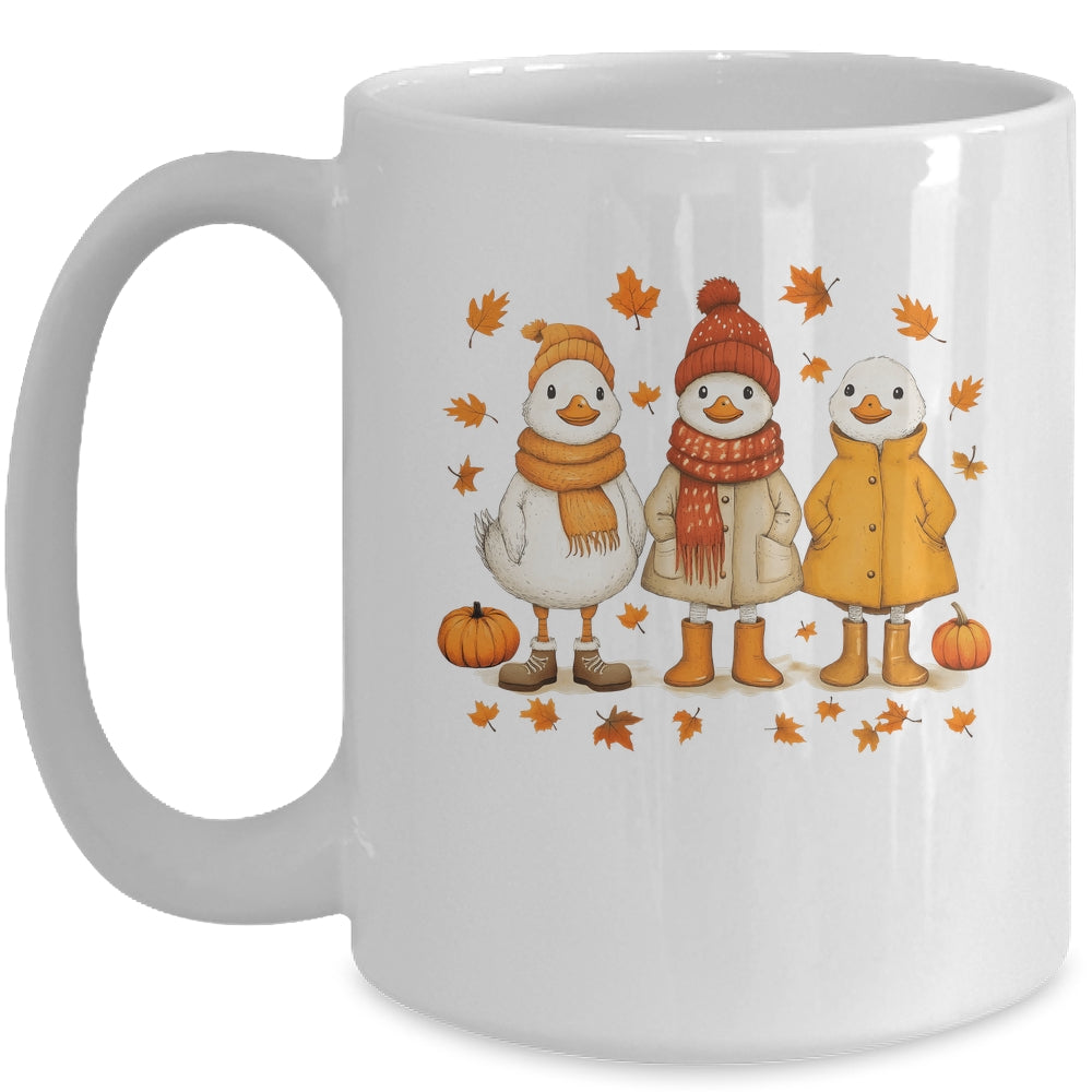 Cute Fall Goose Autumn Leaves Cozy Autumn Thanksgiving Mug | teecentury