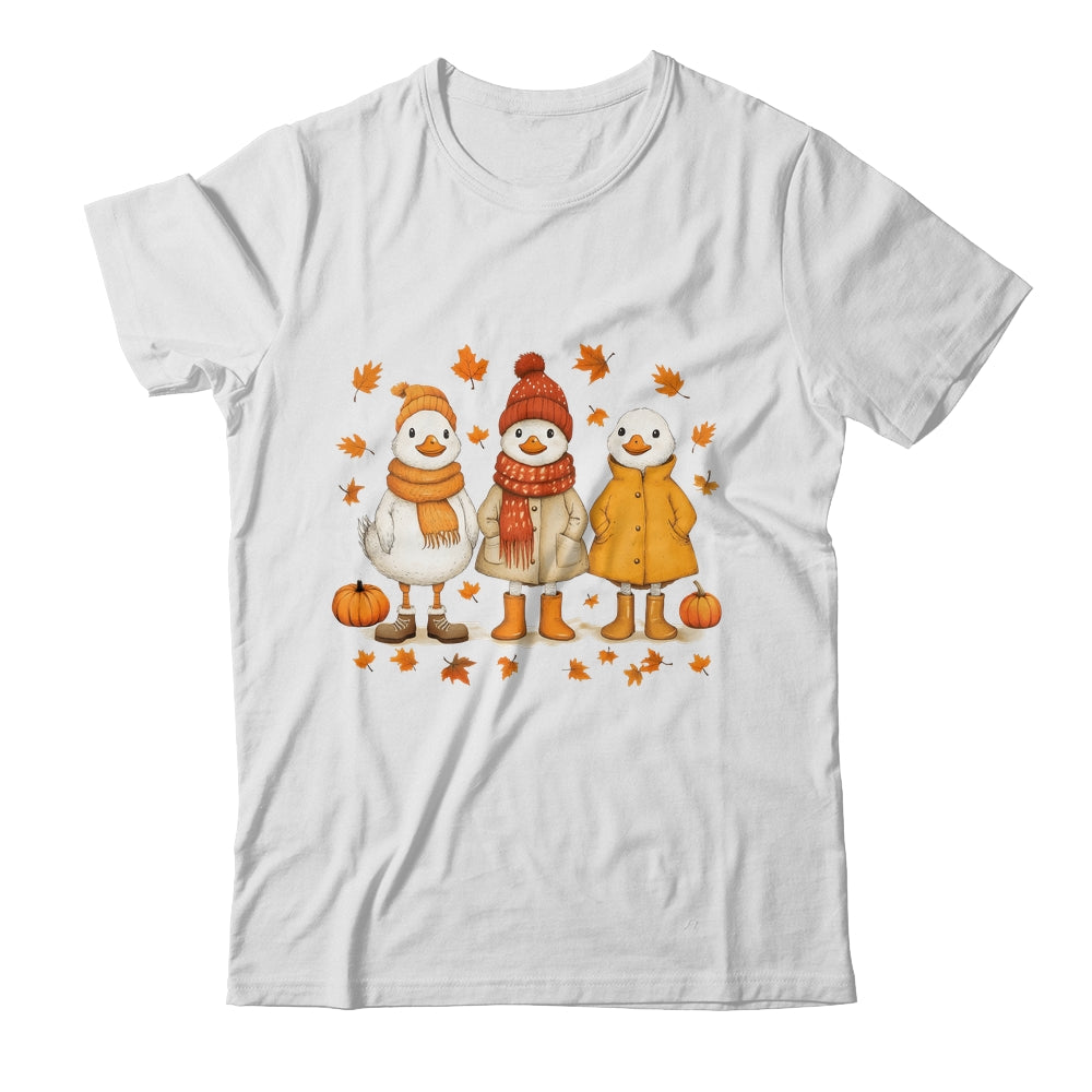 Cute Fall Goose Autumn Leaves Cozy Autumn Thanksgiving Shirt & Sweatshirt | teecentury