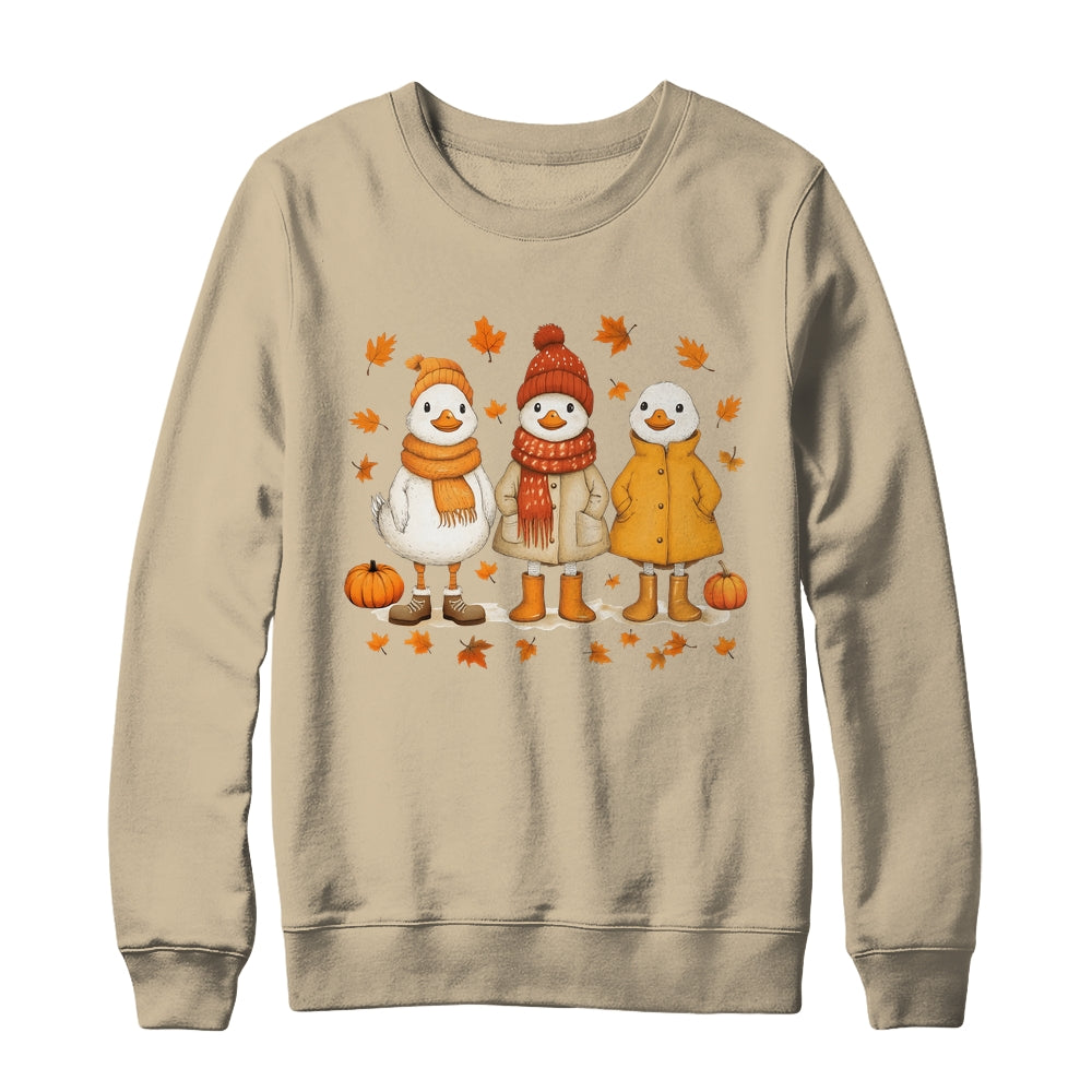 Cute Fall Goose Autumn Leaves Cozy Autumn Thanksgiving Shirt & Sweatshirt | teecentury