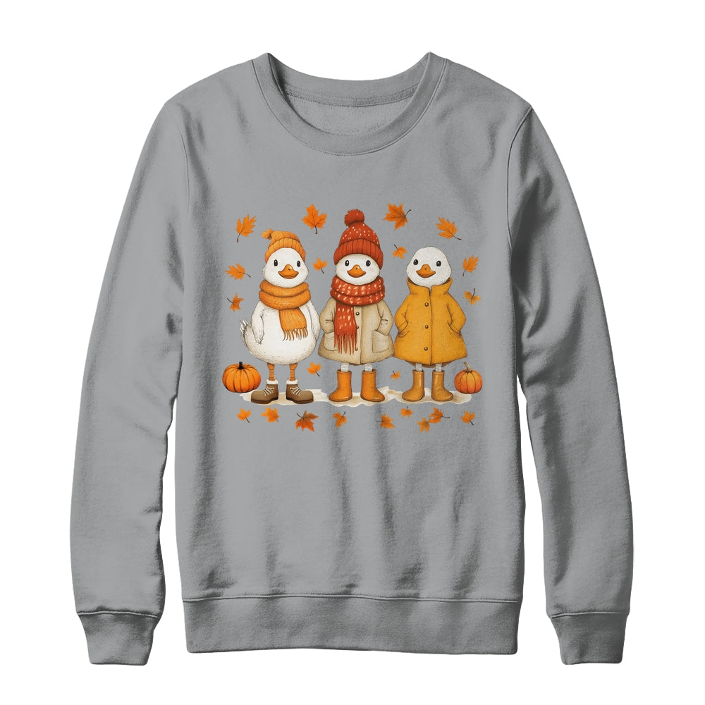 Cute Fall Goose Autumn Leaves Cozy Autumn Thanksgiving Shirt & Sweatshirt | teecentury