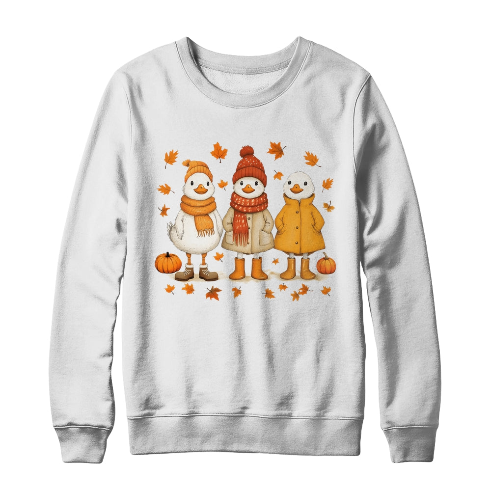 Cute Fall Goose Autumn Leaves Cozy Autumn Thanksgiving Shirt & Sweatshirt | teecentury