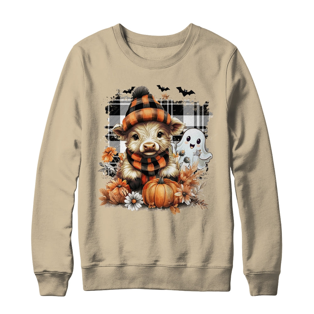 Cute Fall Highland Cow Ghost Spooky Season Autumn Halloween Shirt & Sweatshirt | teecentury