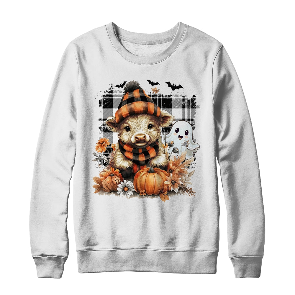 Cute Fall Highland Cow Ghost Spooky Season Autumn Halloween Shirt & Sweatshirt | teecentury