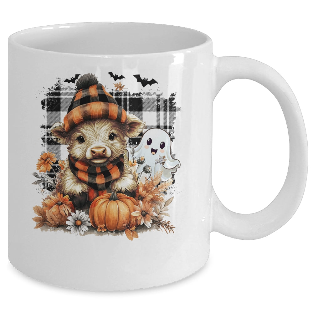 Cute Fall Highland Cow Ghost Spooky Season Autumn Halloween Mug | teecentury