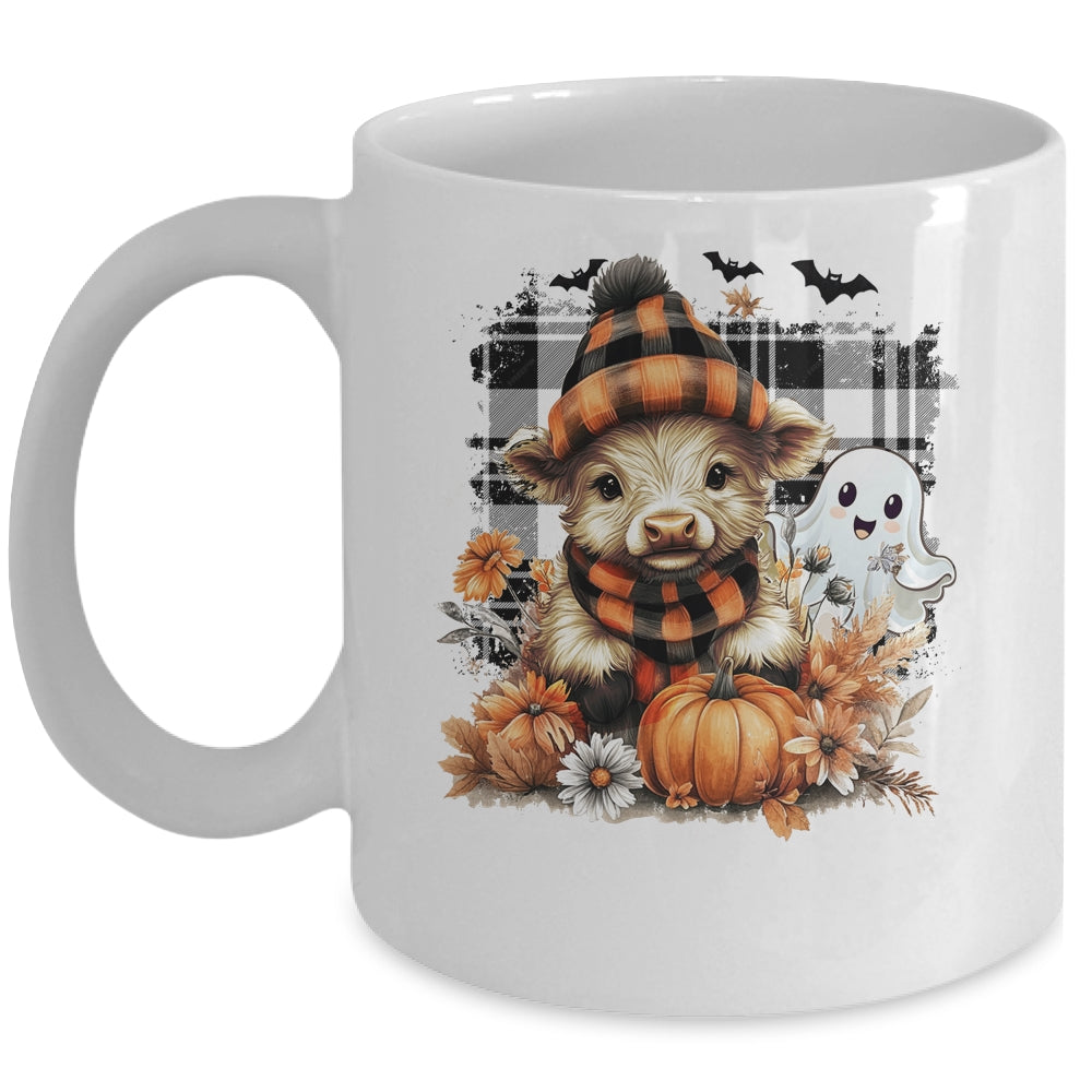 Cute Fall Highland Cow Ghost Spooky Season Autumn Halloween Mug | teecentury
