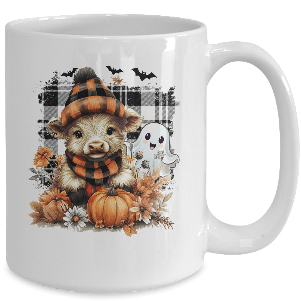 Cute Fall Highland Cow Ghost Spooky Season Autumn Halloween Mug | teecentury