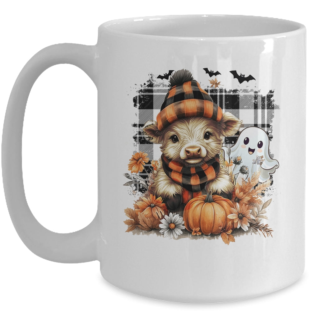 Cute Fall Highland Cow Ghost Spooky Season Autumn Halloween Mug | teecentury