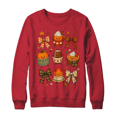 Cute Fall Thanksgiving Pumpkin Football Coffee Autumn Bow Shirt & Sweatshirt | teecentury
