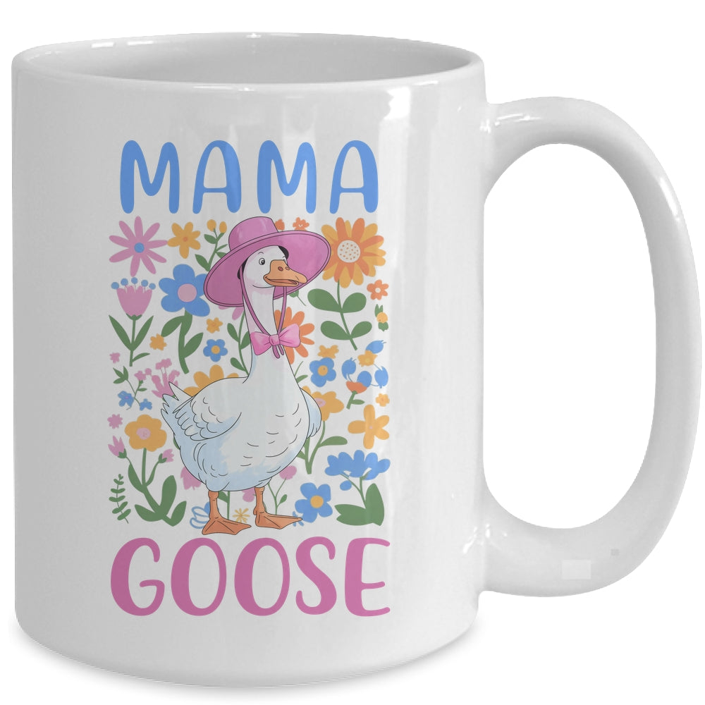 Cute Floral Mama Goose Coquette Mother's Day Goose Lover Mug | teecentury