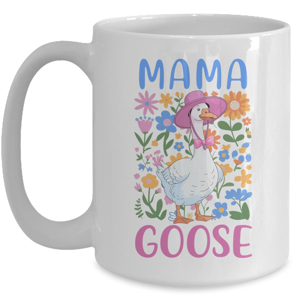 Cute Floral Mama Goose Coquette Mother's Day Goose Lover Mug | teecentury