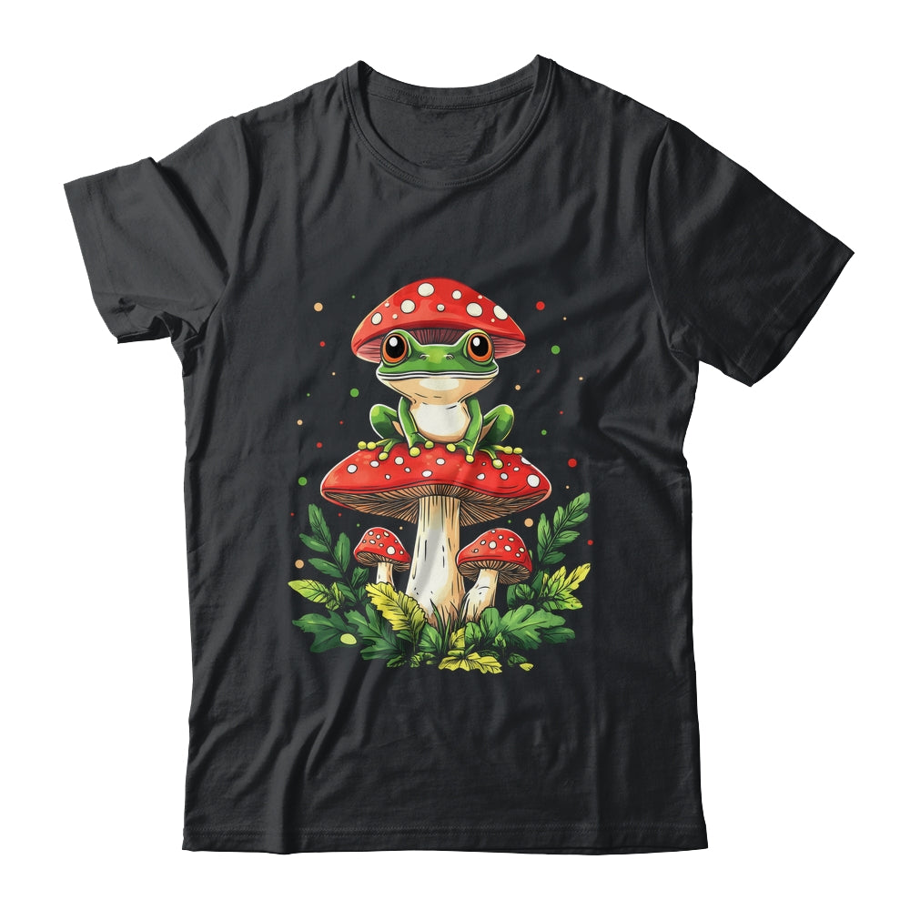 Cute Frog On Mushroom Cartoon Aesthetic Art Garden Lover Shirt & Tank Top | teecentury