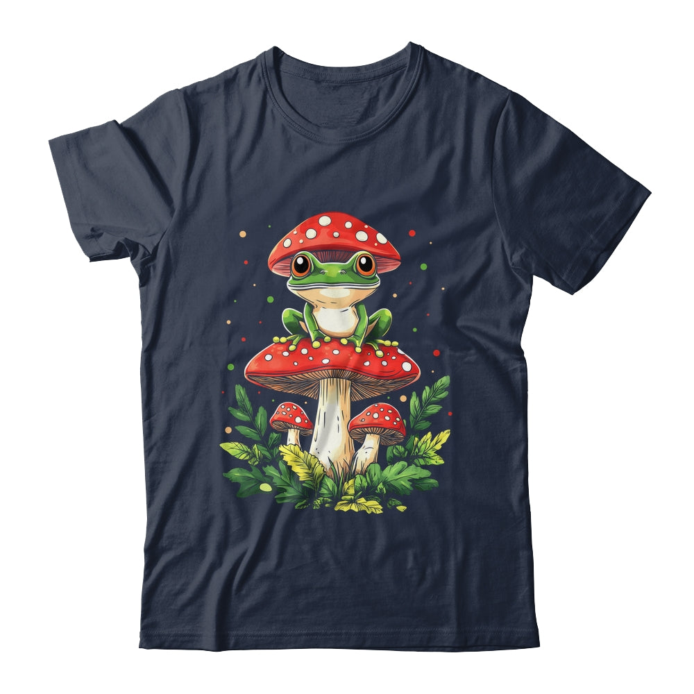 Cute Frog On Mushroom Cartoon Aesthetic Art Garden Lover Shirt & Tank Top | teecentury