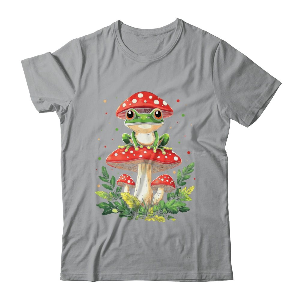 Cute Frog On Mushroom Cartoon Aesthetic Art Garden Lover Shirt & Tank Top | teecentury