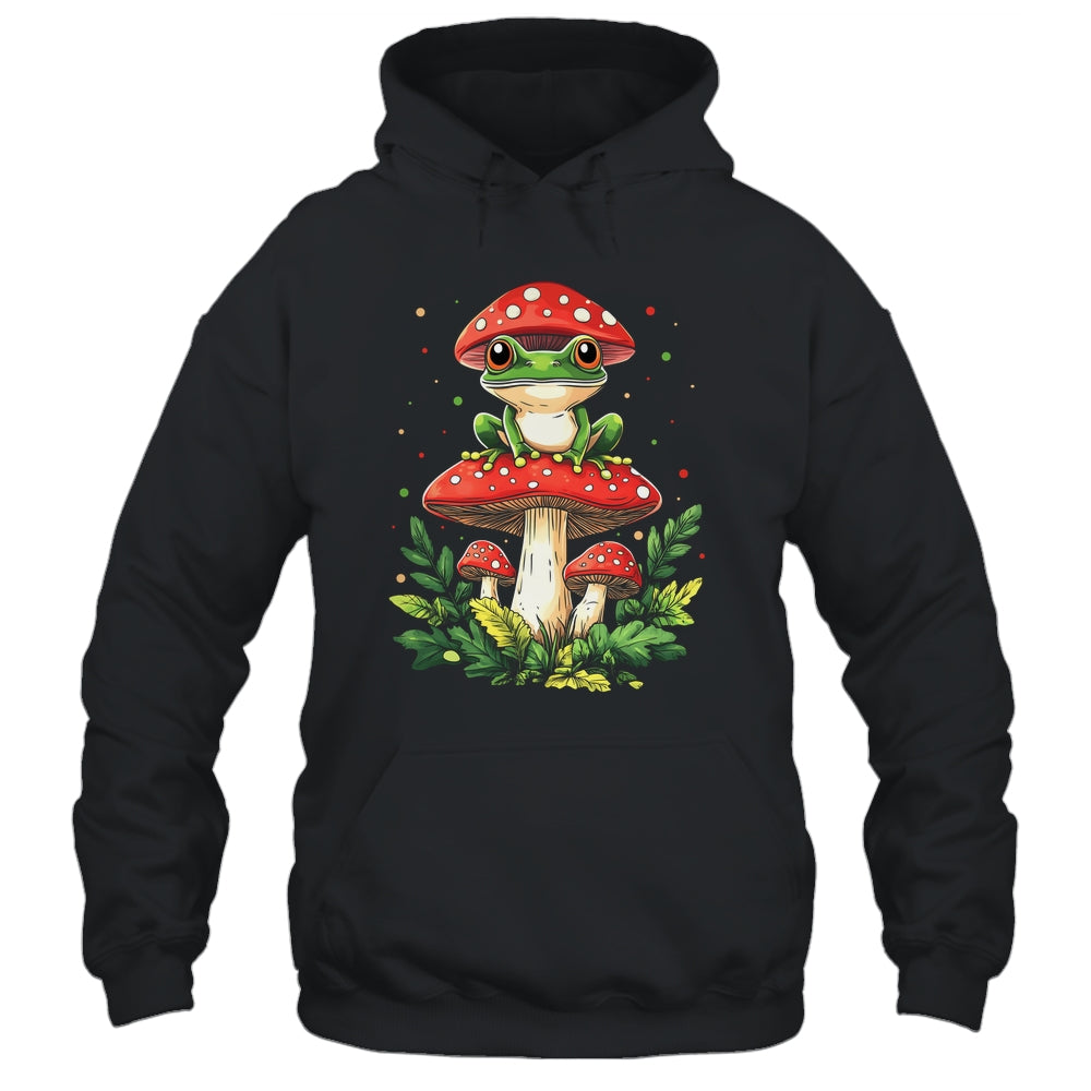 Cute Frog On Mushroom Cartoon Aesthetic Art Garden Lover Shirt & Tank Top | teecentury