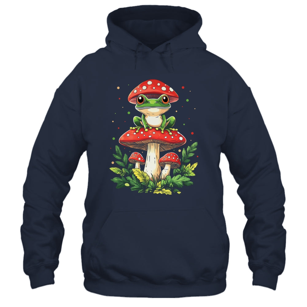 Cute Frog On Mushroom Cartoon Aesthetic Art Garden Lover Shirt & Tank Top | teecentury