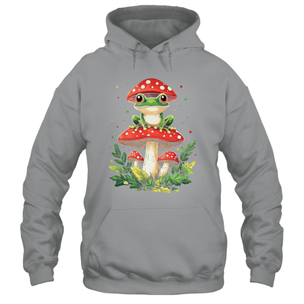Cute Frog On Mushroom Cartoon Aesthetic Art Garden Lover Shirt & Tank Top | teecentury
