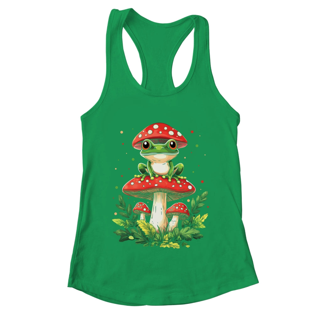 Cute Frog On Mushroom Cartoon Aesthetic Art Garden Lover Shirt & Tank Top | teecentury