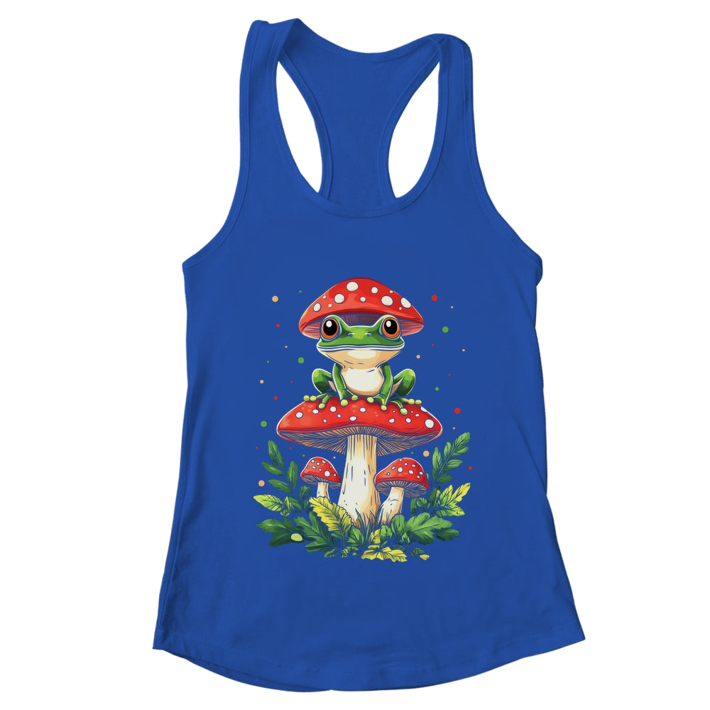 Cute Frog On Mushroom Cartoon Aesthetic Art Garden Lover Shirt & Tank Top | teecentury
