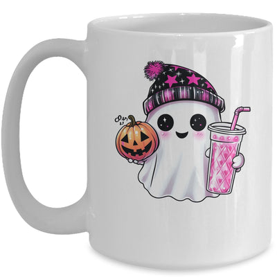 Cute Ghost Drinking Coffee Halloween Ghost Ice Coffee Women Mug | teecentury